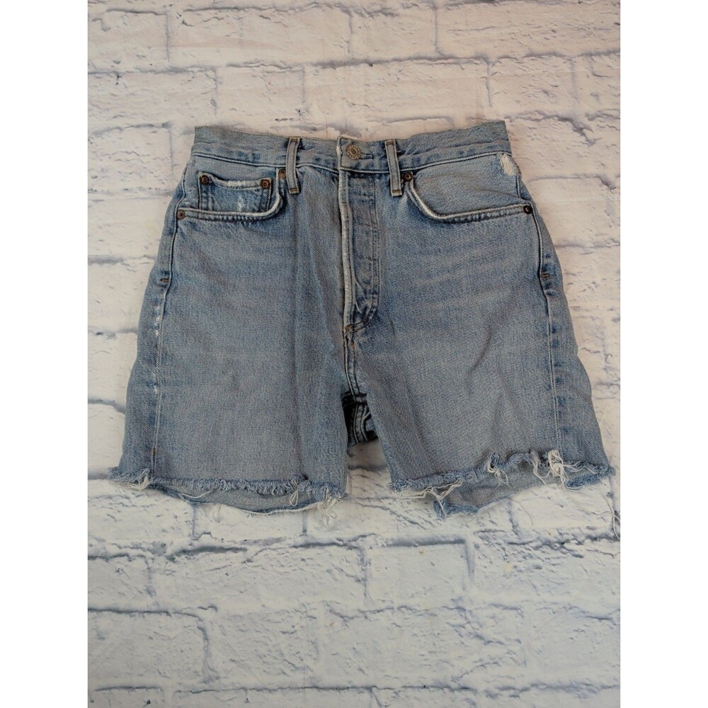 AGOLDE Parker Vtg Distressed Cutoff Denim Shorts Light Wash Button Fly Size 25